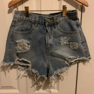 Denim ripped shorts from ROMWE